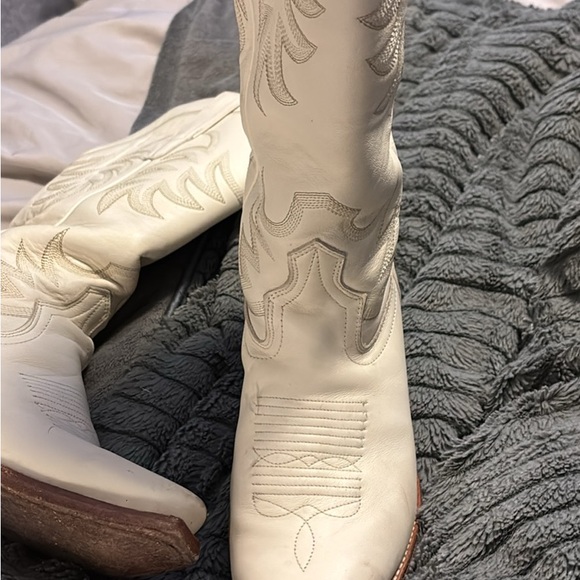 Boots. Tecovas Bone Calfskin Cowboy Boots - Picture 7 of 11
